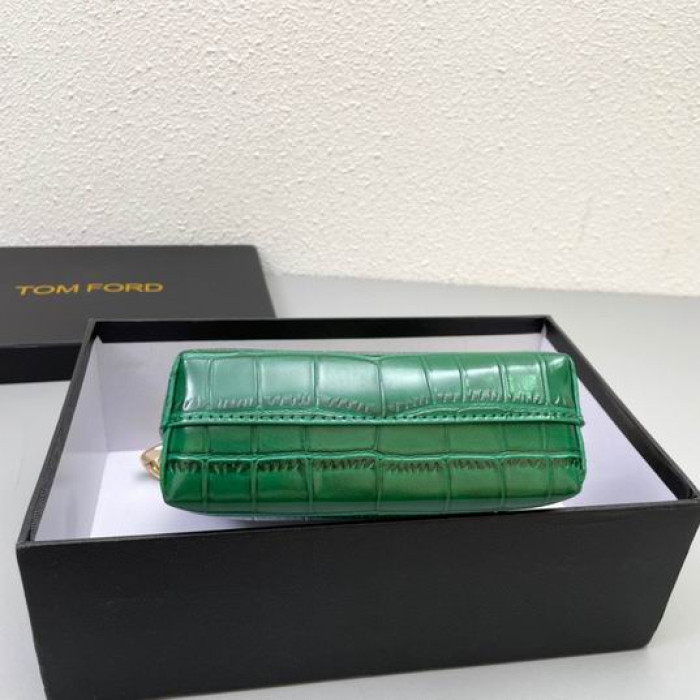 Torba za ispod pazuha S Uzorkom Krokodilske Kože na Debelom Lancu Tom Ford Zelene Boje