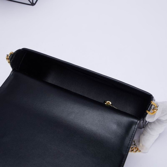 Torba Preko ramena, od prirodne kože sa Zlatnim Srebrnim Lancem Tom Ford, Novčanik Od Prave kože Crne Boje 