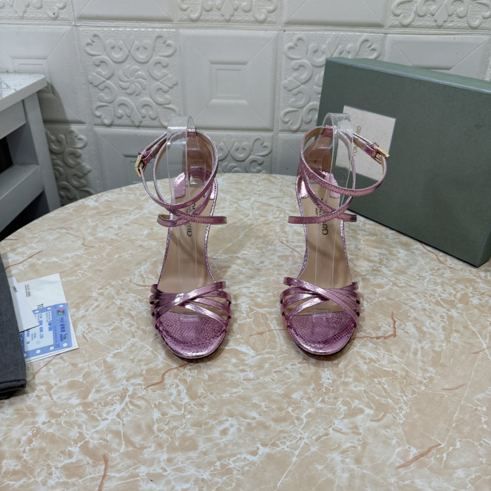 Ružičaste Sandale Na Visoku Petu cipele s Remenčićima i Змеиным po cijeloj površini Tom Ford dužina 10,5 cm
