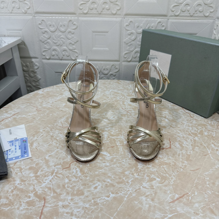 Zlatne Sandale na Visoku petu cipele s remenčićima i Змеиным po cijeloj površini Tom Ford dužina 10,5 cm