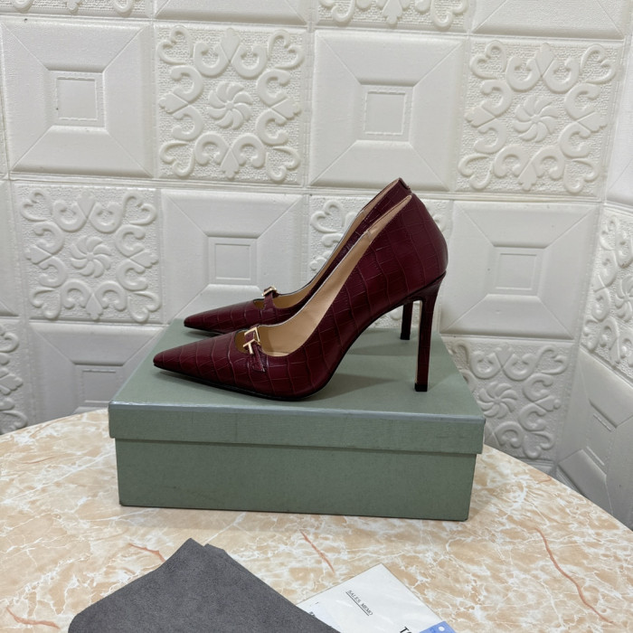 Tom Ford na Visoku Petu s Oštrim Vrhom i Крокодиловым po cijeloj površini Dužine 10,5 cm Tamnocrvena Boja