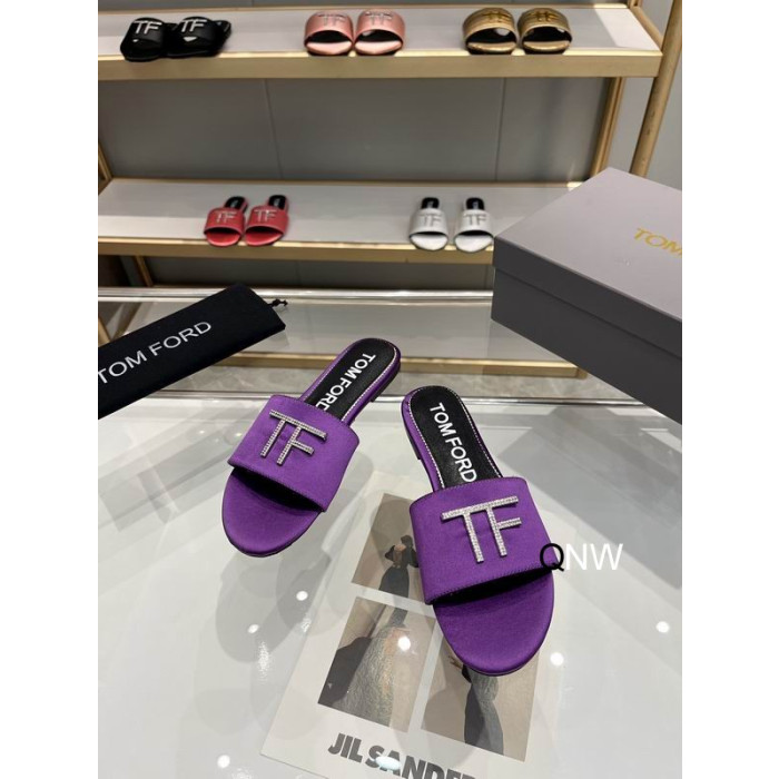 Kožni Slajd s logotipom Tom Ford TF Ljubičaste Boje
