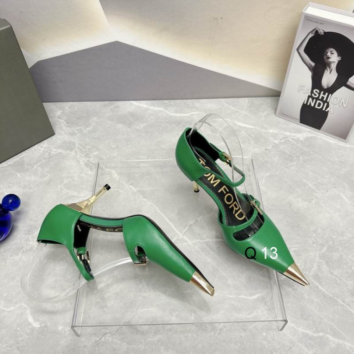 Kožne cipele-čamaca Tom Ford dužine 7,5 cm s dva remenčićima i Metalnim vrhom Zelene boje