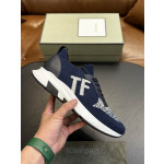 Niske tenisice Tom Ford iz сетчатого materijala čipka-up Tamno plave boje