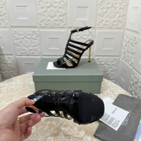 Sandale Paradis Cage od Krokodilske Kože s Reljefni Tom Ford 10,5 cm, Crne Boje