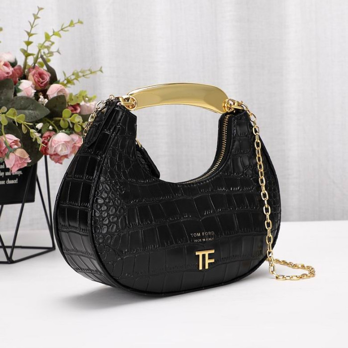 Tom Ford Womens Mini Krokodil Mönster Axelväska I Svart