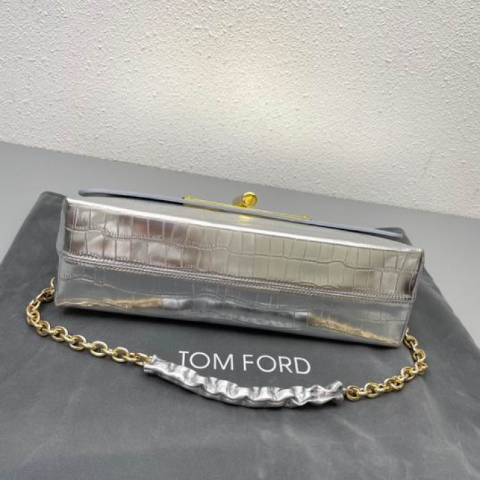 Tom Ford Dam Krokodil Axelväska I Silver