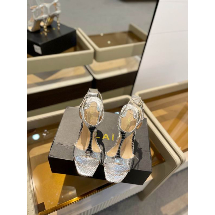 Tom Ford 10,5 cm Orm-Effekt Guld Kedja Angelina Sandal I Silver