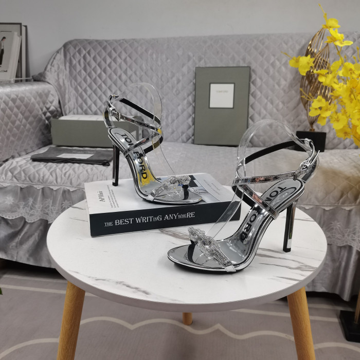 Tom Ford 10,5 cm Läder Silver Kedja Sandal I Silver