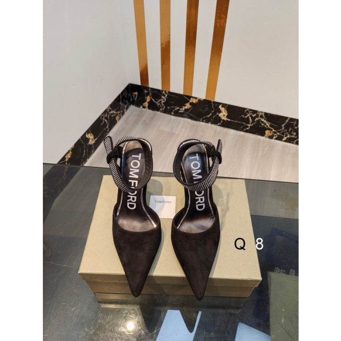 Tom Ford Sammet Asymmetriska Kristaller Sandal I Black01