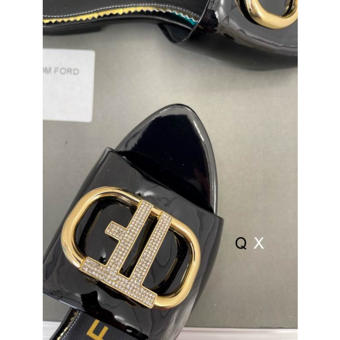 Tom Ford Patent Läder TF Logotyp Bild I Svart