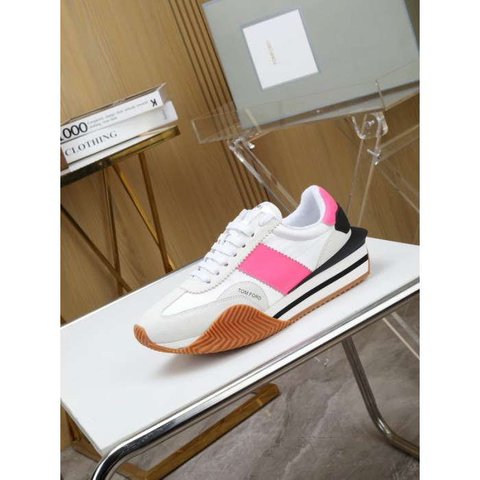 Tom Ford Mocka Tekniska Tyg James Sneaker I Vitt/Rosa 039