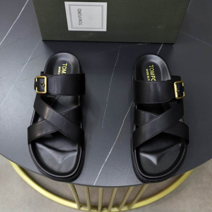 Tom Ford för Män Läder Tofflor I Svart