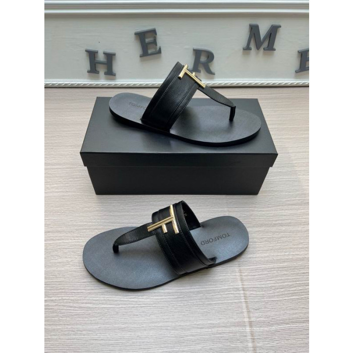 Tom Ford Smidigt Läder Brighton Sandal I Svart