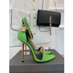 Tom Ford Läder Kedja Led-Toe Ankle-Strap Sandaler I Cyan