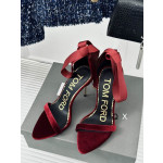 Tom Ford 10cm Siden Band Velvet Sandal I Rödvin