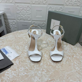 Tom Ford 10,5 cm Stämplad Snakeskin-Läder Metall Kedja Angelina Sandal I Vitt