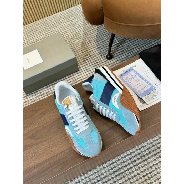 Tom Ford Süet Teknik Kumaş James Sneaker Mavi 029