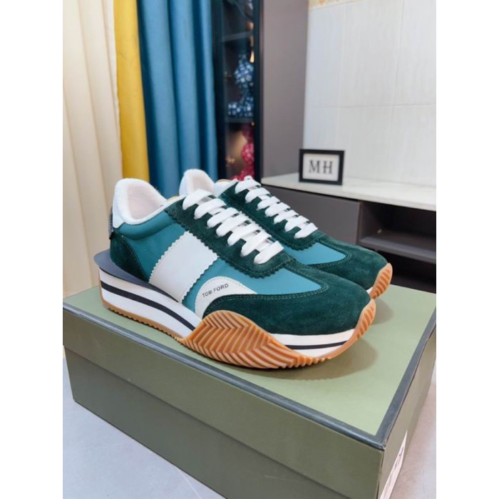 Tom Ford Süet Teknik Kumaş James Sneaker Mavi Yeşil 051