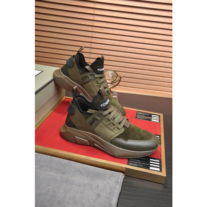 Ordu Yeşili Tom Ford Neopren Süet Jago Spor Ayakkabı