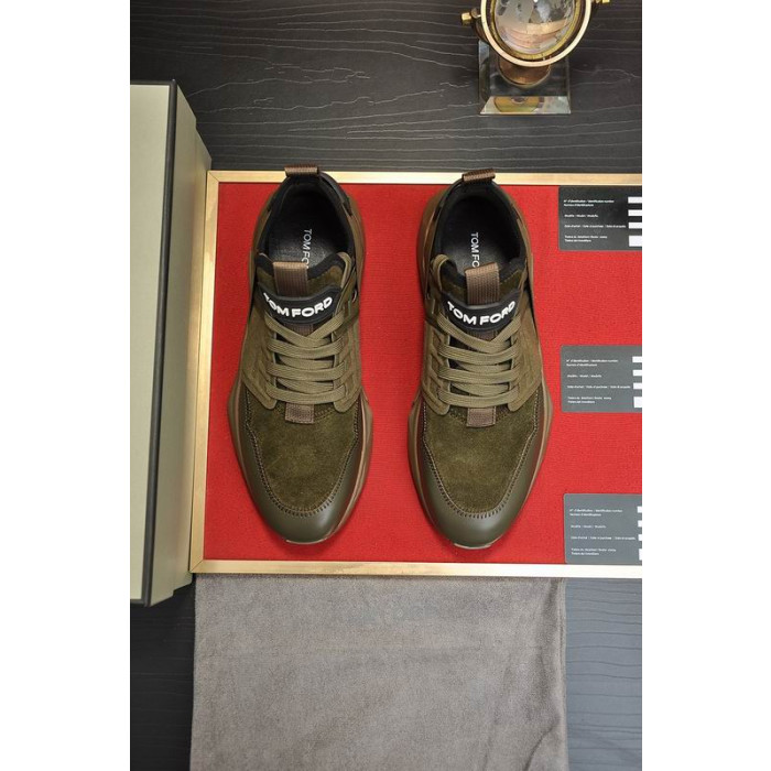 Ordu Yeşili Tom Ford Neopren Süet Jago Spor Ayakkabı