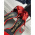 Tom Ford 10cm İpek Kurdele Kadife Sandalet Kırmızı