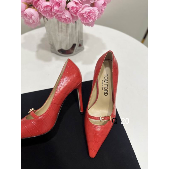 Tom Ford 10cm de Cocodrilo en Relieve de Cuero de la Hebilla del Cinturón de Punta-Toe Bombas En Rojo