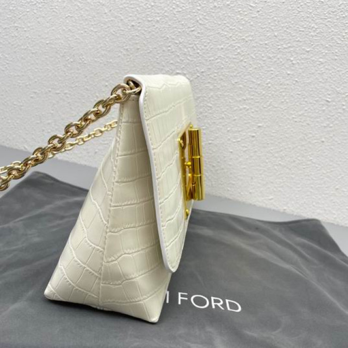 Tom Ford De La Mujer De Cocodrilo Bolso De Hombro En Blanco