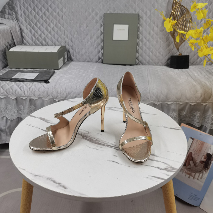Tom Ford 10.5 cm de Serpiente Efecto Cuero de Tacón Alto Sandalias De Oro