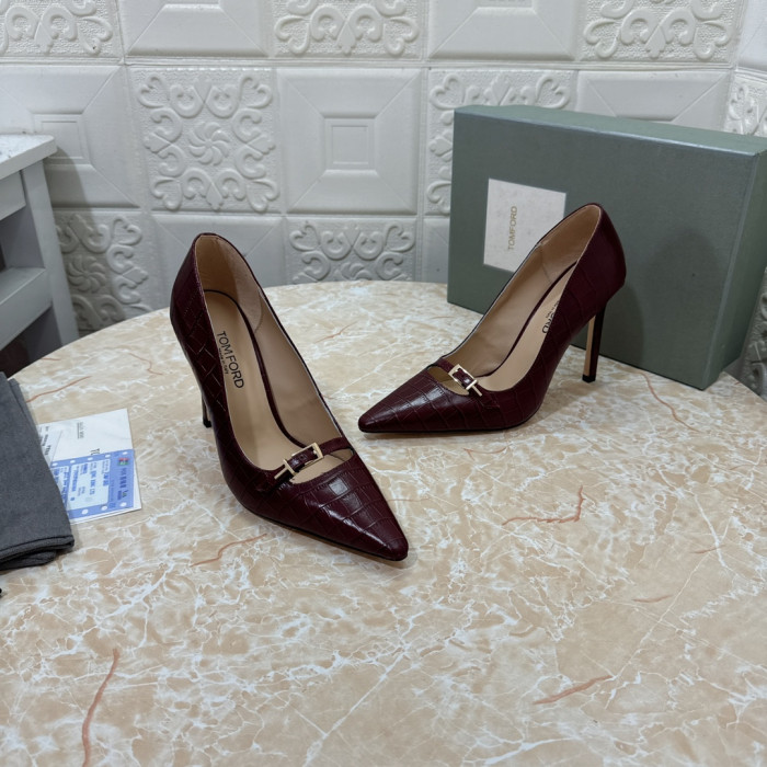 Tom Ford 10.5 cm Print de Cocodrilo Punta del Dedo del pie zapatos de Tacón Alto En Claret