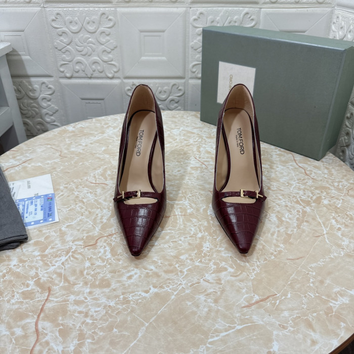 Tom Ford 10.5 cm Print de Cocodrilo Punta del Dedo del pie zapatos de Tacón Alto En Claret