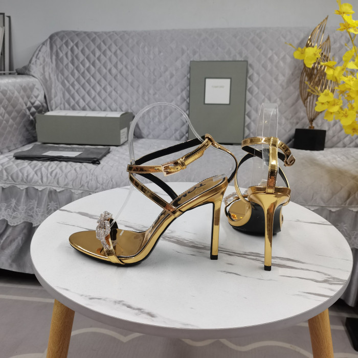 Tom Ford 10.5 cm de Cuero de Cadena de Plata de la Sandalia De Oro