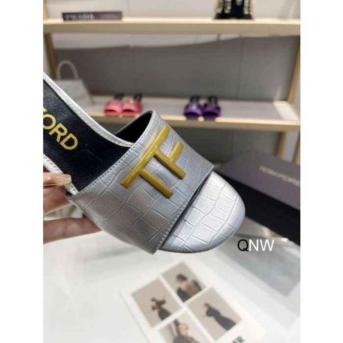 Tom Ford 4.5 cm de Cocodrilo TF Logotipo de la Diapositiva En la Plata