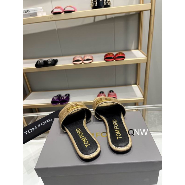 Tom Ford Cocodrilo TF Logotipo de la Diapositiva En Oro