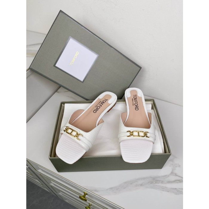 Tom Ford Lagarto-Efecto Cuero Diapositiva En Blanco