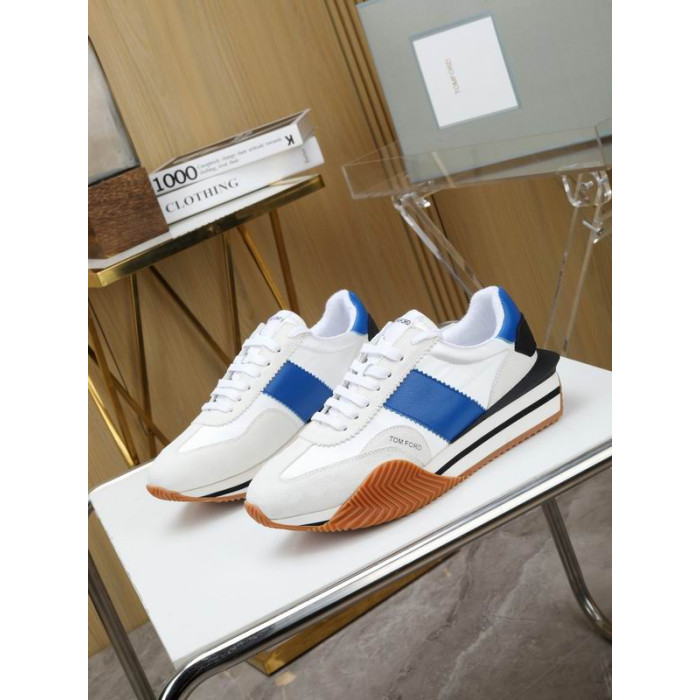 Tom Ford Gamuza Tejido Técnico James De La Zapatilla De Deporte En Color Blanco/Azul 037