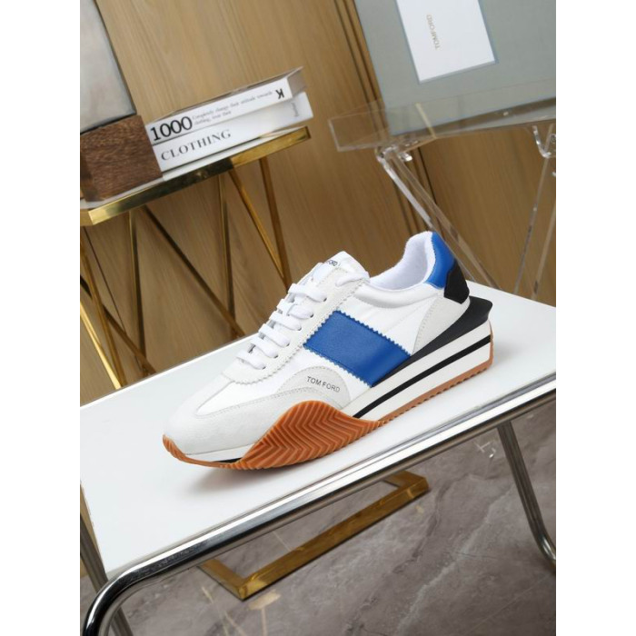 Tom Ford Gamuza Tejido Técnico James De La Zapatilla De Deporte En Color Blanco/Azul 037