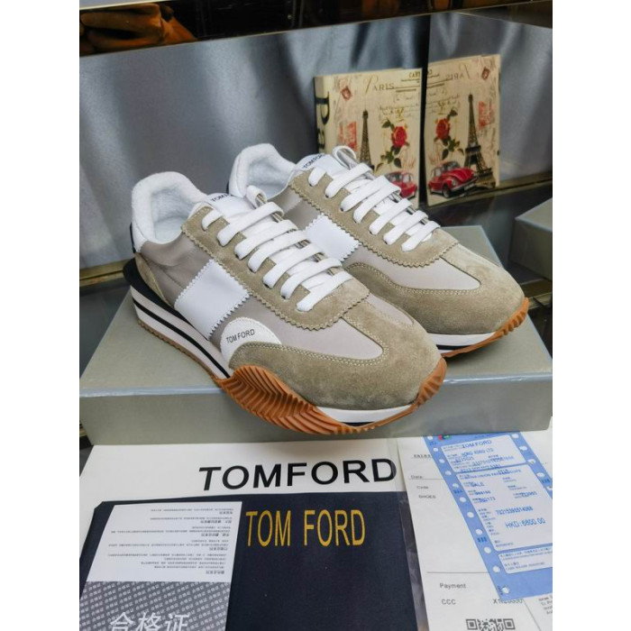 Tom Ford Gamuza Tejido Técnico James De La Zapatilla De Deporte En Color Marrón/Verde 043