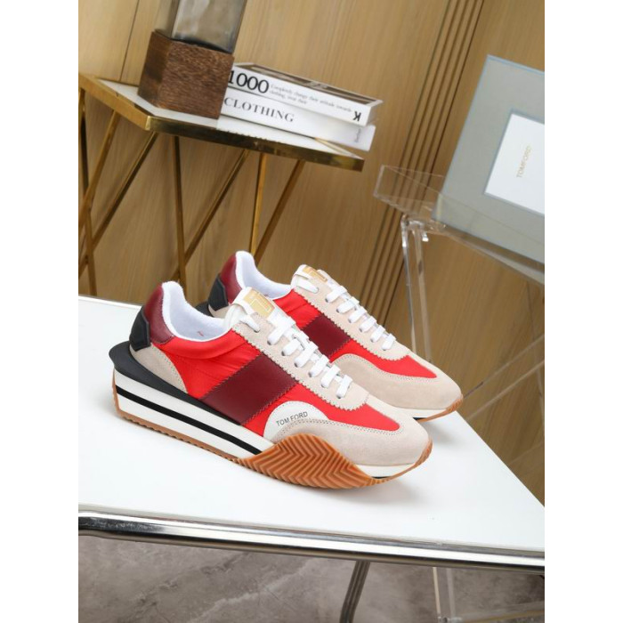 Tom Ford Gamuza Tejido Técnico James De La Zapatilla De Deporte En Rojo/Gris 034