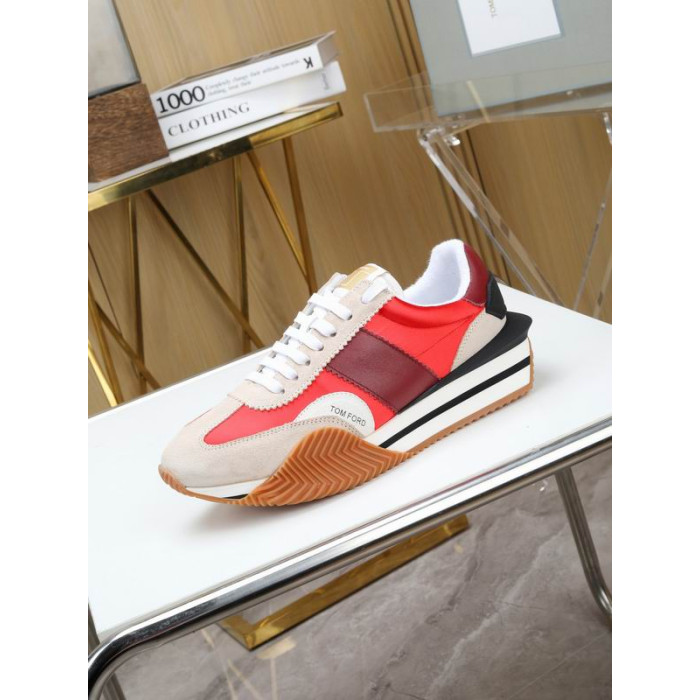 Tom Ford Gamuza Tejido Técnico James De La Zapatilla De Deporte En Rojo/Gris 034