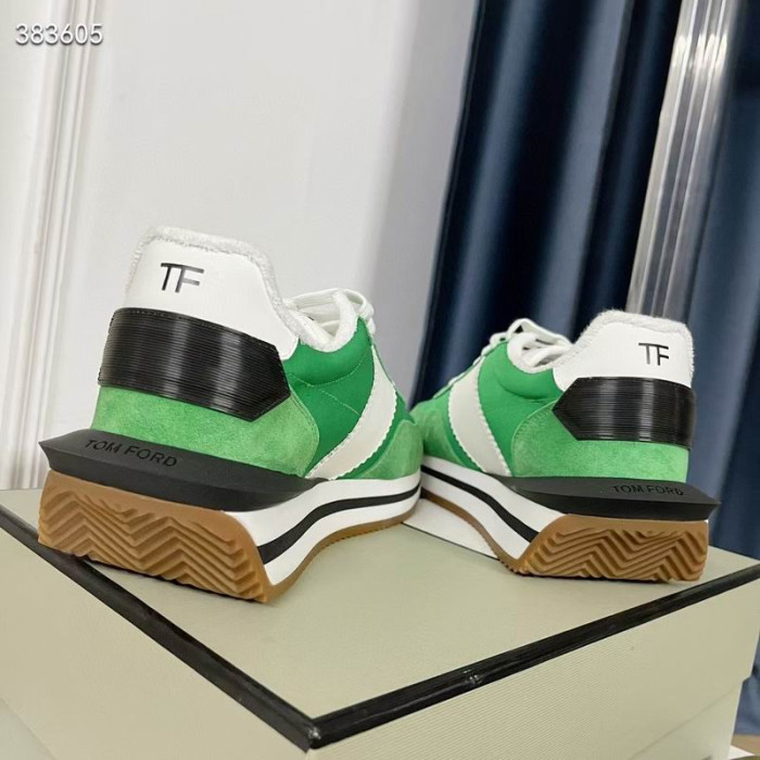 Tom Ford Gamuza Tejido Técnico James De La Zapatilla De Deporte En Verde/Blanco 005