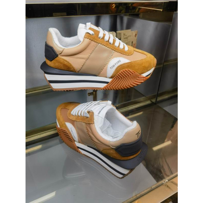 Tom Ford Gamuza Tejido Técnico James De La Zapatilla De Deporte En Color Marrón Claro 009