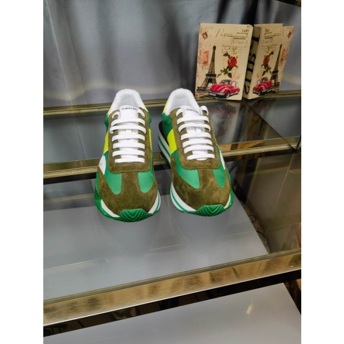 Tom Ford Gamuza Tejido Técnico James De La Zapatilla De Deporte En Verde/Amarillo 011