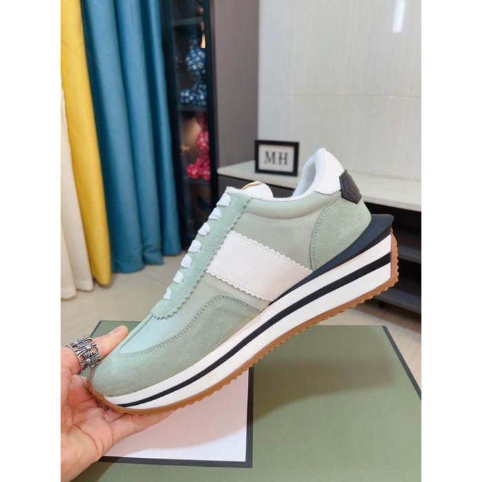 Tom Ford Gamuza Tejido Técnico James De La Zapatilla De Deporte En La Luz Verde 050