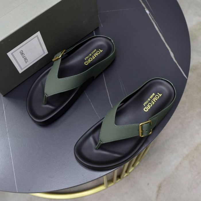Tom Ford de Cuero de los Hombres Fabuloso Palma de Zapatillas En Verde