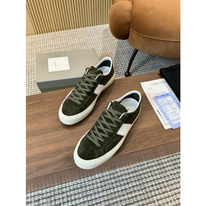 Tom Ford Gamuza Cambridge Zapatillas De Deporte En El Ejército Verde 017