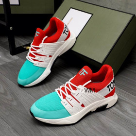 Tom Ford Malla De Nylon Cordones De Baja-Top Sneakers En Color Blanco/Rojo/Azul