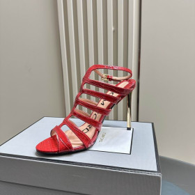 Tom Ford 10cm Impreso Cocodrilo Jaula de Cuero de la Sandalia En color Rojo
