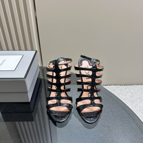 Tom Ford 10cm Impreso Cocodrilo Enjaulado Sandalia de Cuero En Negro