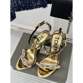 Tom Ford 10cm de Cuero de Cadena de Plata de la Sandalia De Oro